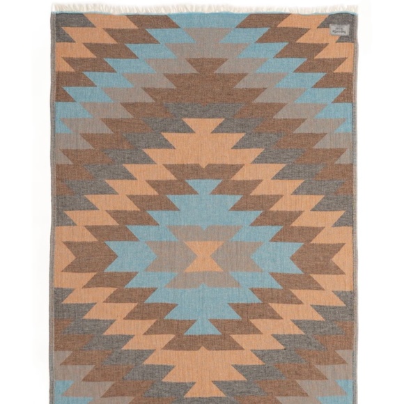 Turquoise Orange Earth Jacquard Weave Organic Reversible Towel XL - Picture 1 of 8